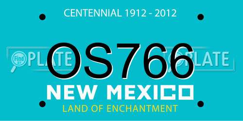 OS766 New Mexico License Plate