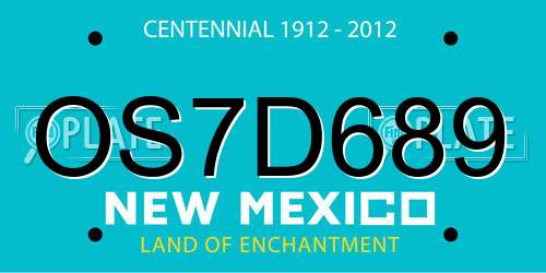 OS7D689 New Mexico License Plate