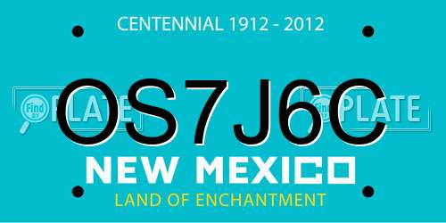 OS7J6C New Mexico License Plate