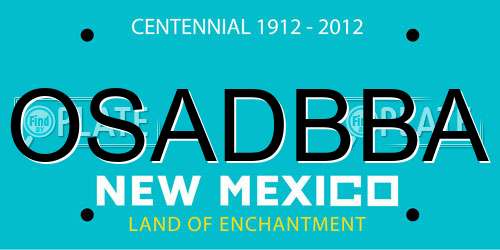 OSADBBA New Mexico License Plate