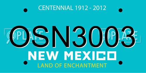OSN3003 New Mexico License Plate