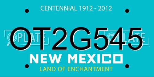 OT2G545 New Mexico License Plate
