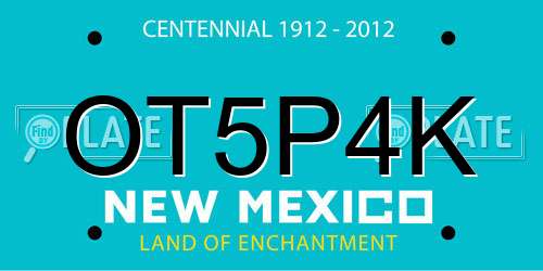 OT5P4K New Mexico License Plate