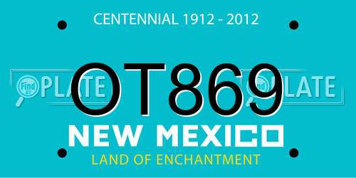 OT869 New Mexico License Plate