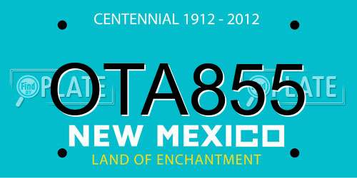 OTA855 New Mexico License Plate