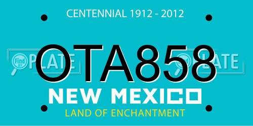 OTA858 New Mexico License Plate