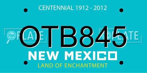 OTB845 New Mexico License Plate
