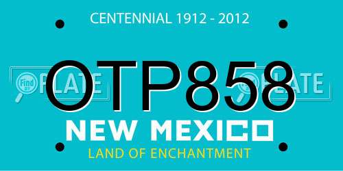 OTP858 New Mexico License Plate