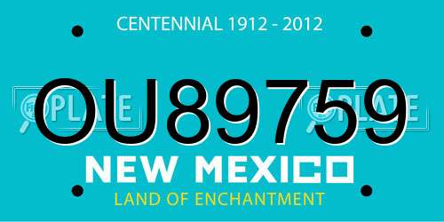 OU89759 New Mexico License Plate