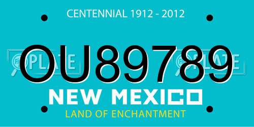 OU89789 New Mexico License Plate
