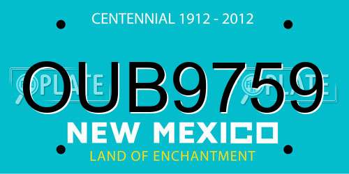 OUB9759 New Mexico License Plate