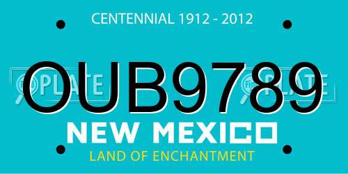 OUB9789 New Mexico License Plate