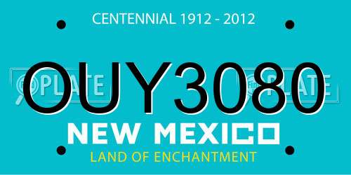 OUY3080 New Mexico License Plate