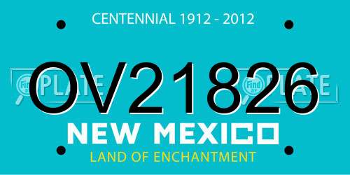 OV21826 New Mexico License Plate