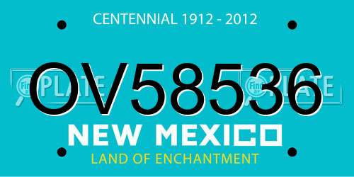 OV58536 New Mexico License Plate