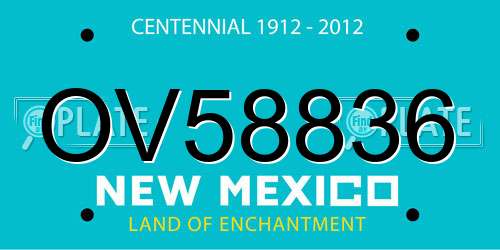 OV58836 New Mexico License Plate