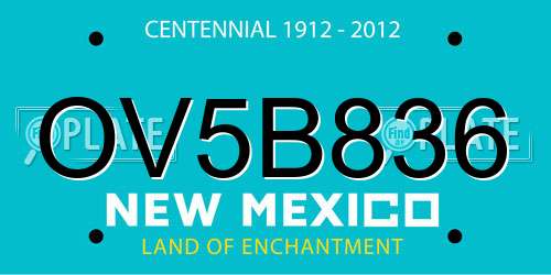 OV5B836 New Mexico License Plate