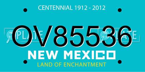 OV85536 New Mexico License Plate
