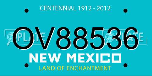OV88536 New Mexico License Plate