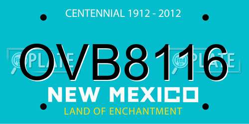 OVB8116 New Mexico License Plate
