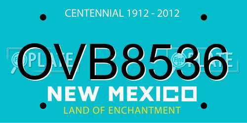 OVB8536 New Mexico License Plate