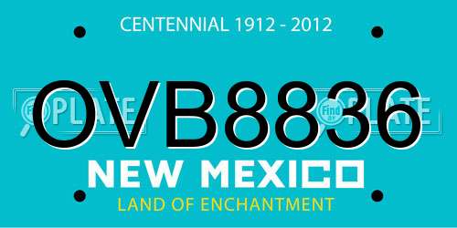 OVB8836 New Mexico License Plate