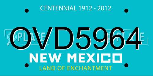 OVD5964 New Mexico License Plate