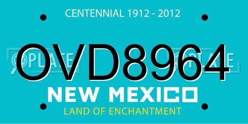 OVD8964 New Mexico License Plate