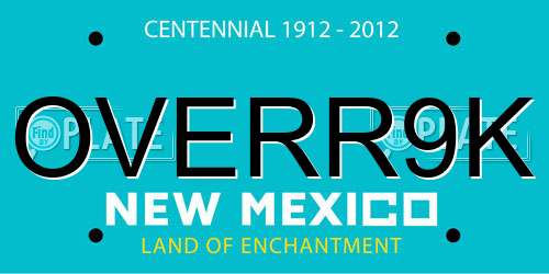 OVERR9K New Mexico License Plate