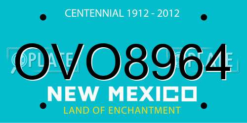 OVO8964 New Mexico License Plate