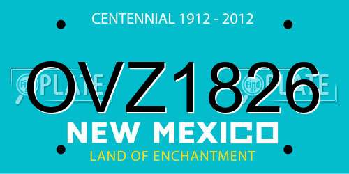 OVZ1826 New Mexico License Plate