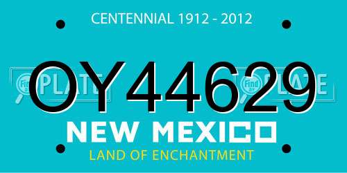 OY44629 New Mexico License Plate