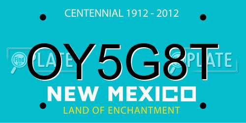 OY5G8T New Mexico License Plate