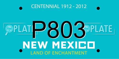 P803 New Mexico License Plate