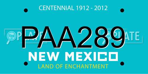 PAA289 New Mexico License Plate