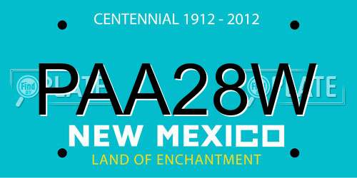 PAA28W New Mexico License Plate