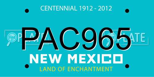 PAC965 New Mexico License Plate