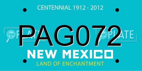 PAG072 New Mexico License Plate