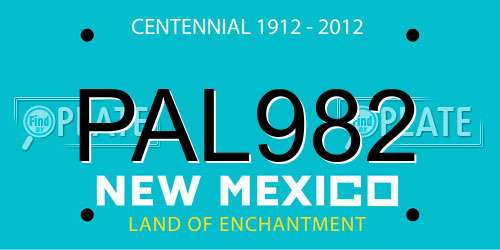 PAL982 New Mexico License Plate