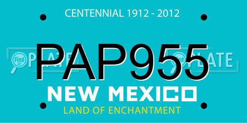 PAP955 New Mexico License Plate