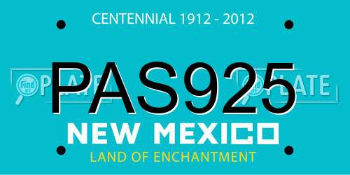 PAS925 New Mexico License Plate