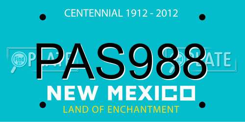 PAS988 New Mexico License Plate