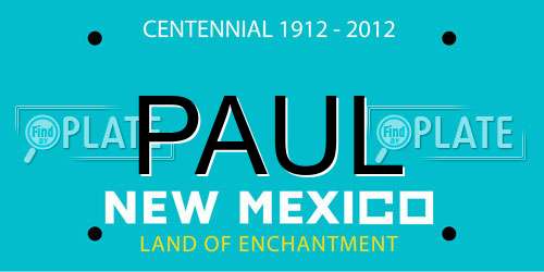 PAUL New Mexico License Plate
