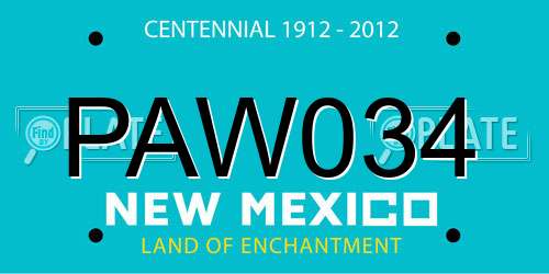 PAW034 New Mexico License Plate