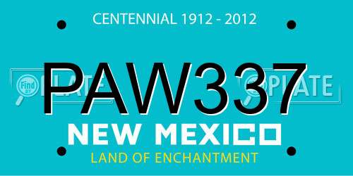 PAW337 New Mexico License Plate