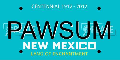 PAWSUM New Mexico License Plate