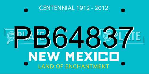 PB64837 New Mexico License Plate