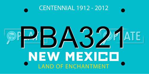 PBA321 New Mexico License Plate