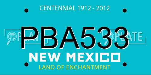 PBA533 New Mexico License Plate