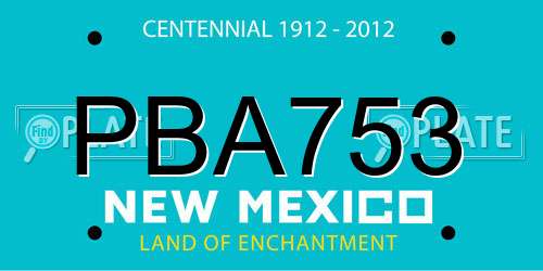 PBA753 New Mexico License Plate